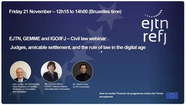 EJTN, GEMME and IGO:IFJ-Civil Law webinar EJTN, GEMME and IGO/IFJ-Civil Law webinar