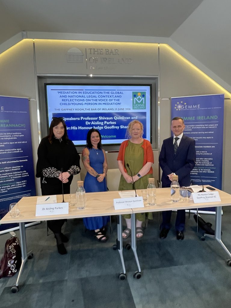 Left to Right: Judge Mary Morrissey, Dr Aisling Parkes, Prof Shivaun Quinlivan, Judge Geoffrey Shannon SC